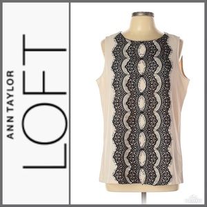 Ann Taylor Loft Blouse with Lace Size L